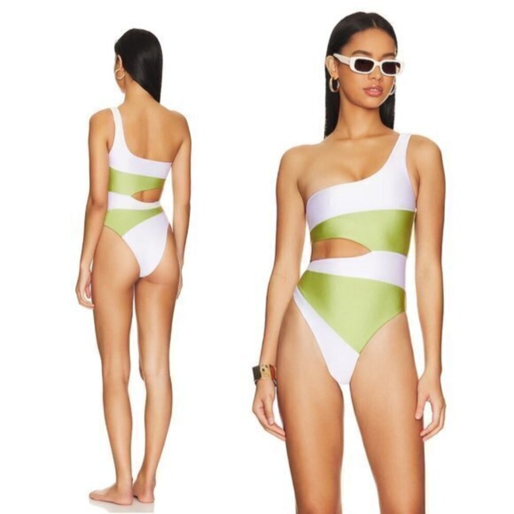 Rumba One Piece in Celery Green & White - Camila Coelho